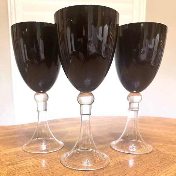 Pier 1 Imports Dante Black Amethyst Water Wine Goblets 9"-Set of 3 - Picture 2 of 4